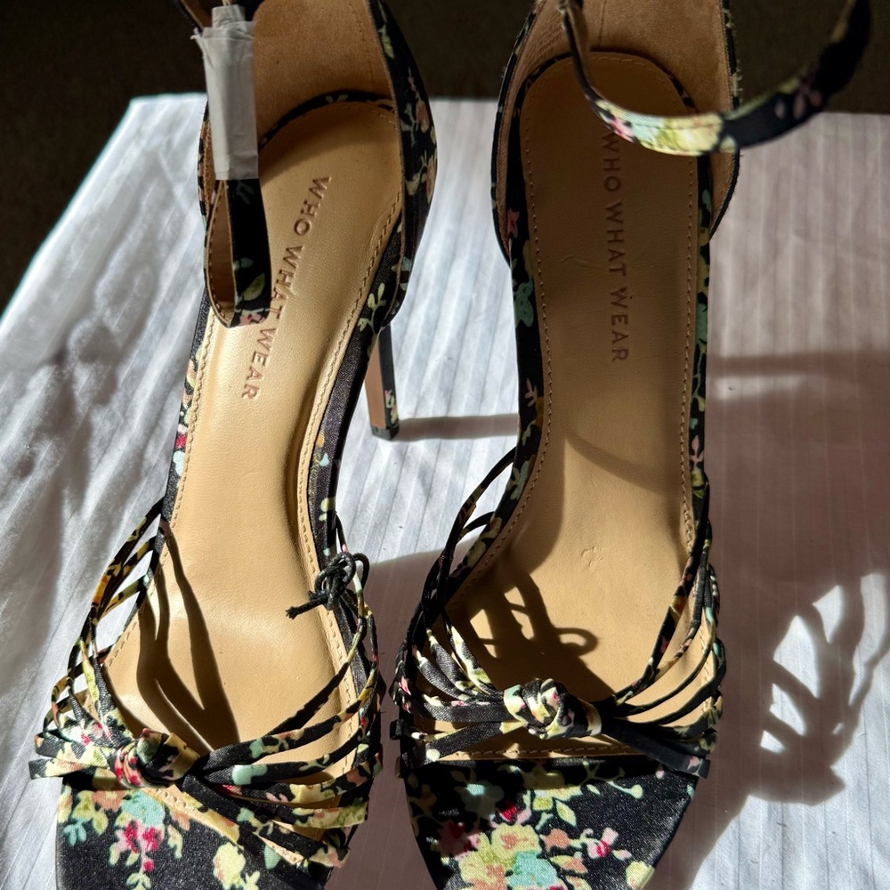 Who What Wear Floral Heels - Black and Multicolor